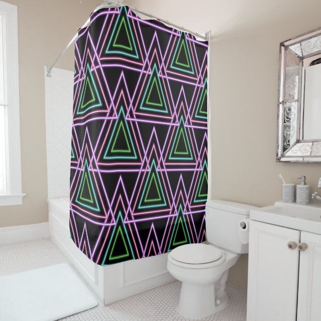 Black Colorful Retro 80's Neon Geometric Triangles (In Situ)
