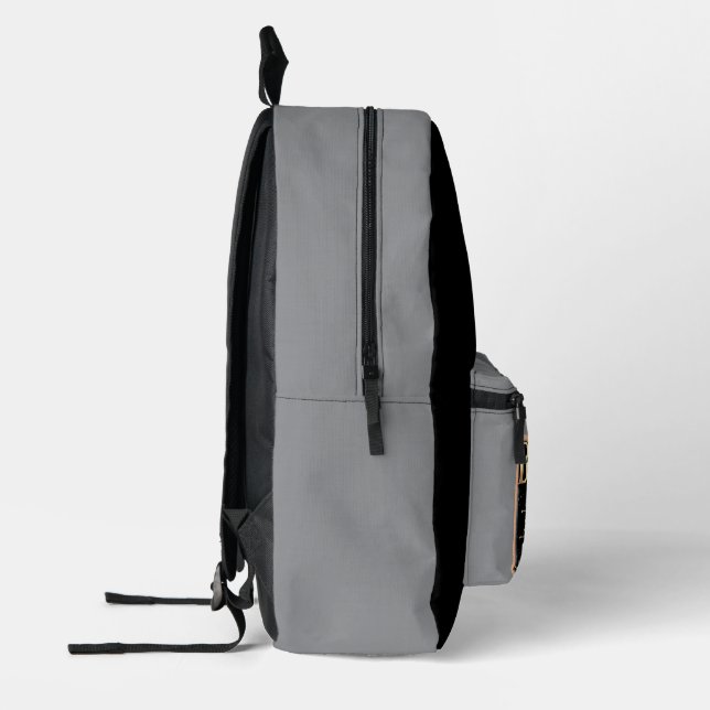 Black colour boss printed backpack (Left)