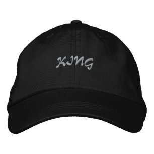 Black Colour Cotton With King Name Printed Handsom Embroidered Hat