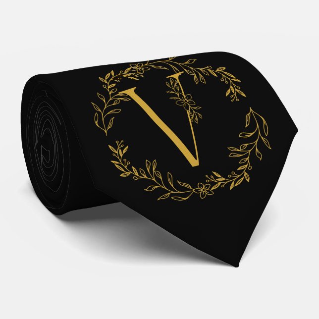 Black Colour Monogrammed Groomsmen Tie (Rolled)
