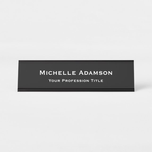 Black Colour Professional Plain Modern Desk Name Plate (Front)