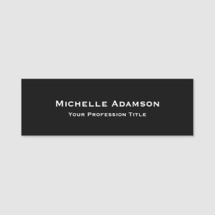 Black Colour Professional Plain Modern Name Tag