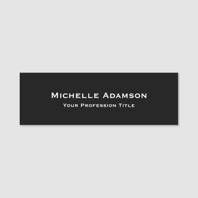 Black Colour Professional Plain Modern Name Tag (Front)