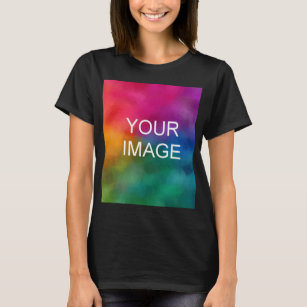 Black Colour Template Custom Add Photo Image Logo T-Shirt