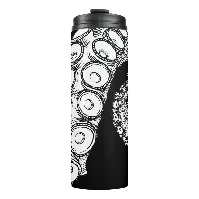 Black coloured Octopus Tentacle  Thermal Tumbler (Front)