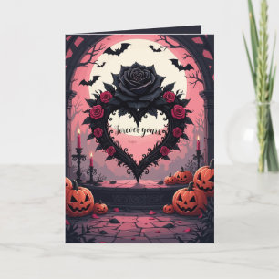 Black-Coloured Rose-Flower, Barbed Heart-Shape, An Card