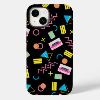 Black Colourful Eighties 80's Pattern 