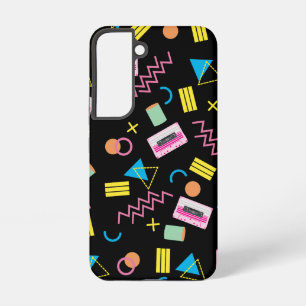 Black Colourful Eighties 80's Pattern  Samsung Galaxy Case
