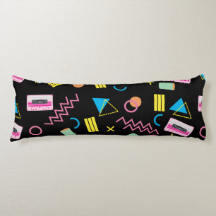 Black Colourful Eighties 80's Retro Pattern Body Pillow