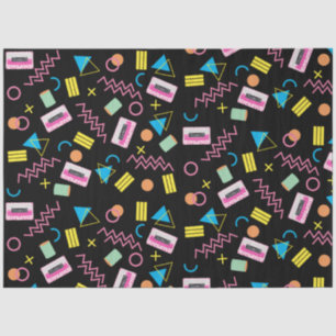 Black Colourful Eighties 80's Retro Pattern   Tissue Paper