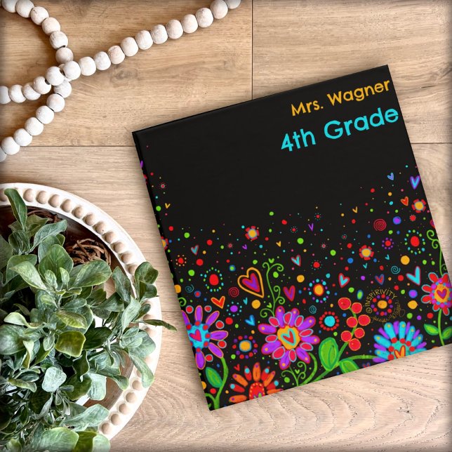 Black Colourful Floral Custom Faculty Info. Teache Binder (Creator Uploaded)
