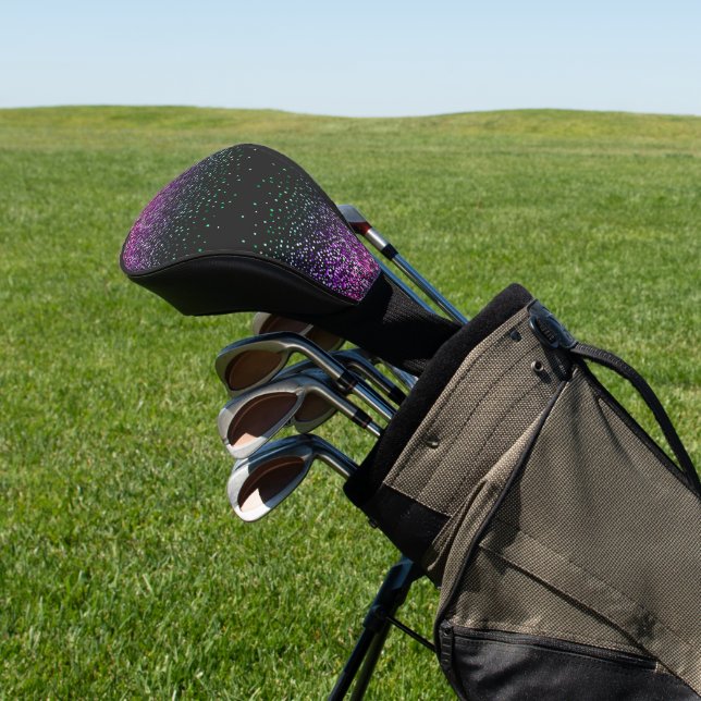 Black Colourful Glitter Accent Golf Head Cover (In Situ)