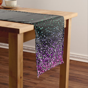 Black Colourful Glitter Accent Short Table Runner