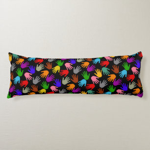 Black Colourful Handprint Pattern Design  Body Pillow