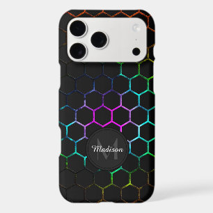 Black colourful honeycomb geometry pattern Monogra