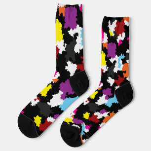 Black Colourful Irregular Abstract Socks