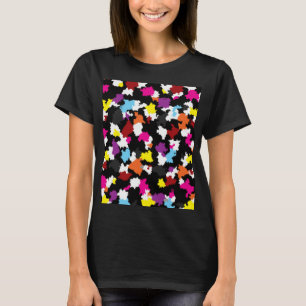 Black Colourful Irregular Abstract T-Shirt
