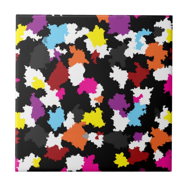 Black Colourful Irregular Abstract Tile (Front)