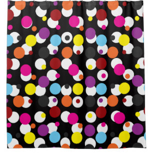 Black Colourful Polka Dots Surface Pattern Design