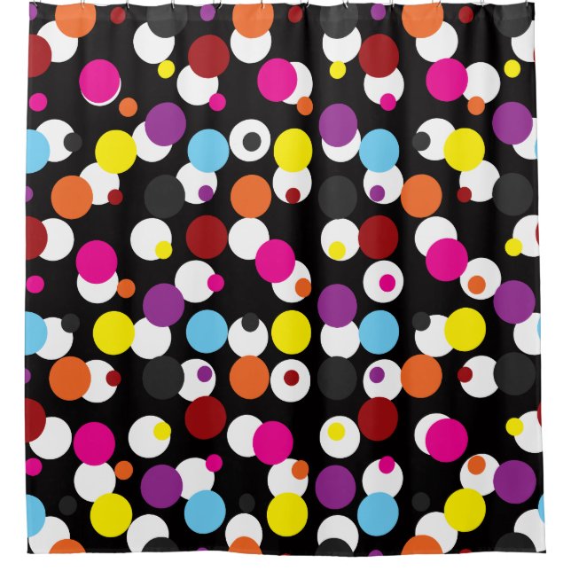 Black Colourful Polka Dots Surface Pattern Design (Front)