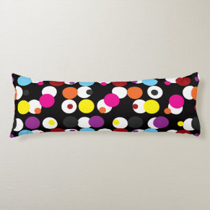 Black Colourful Polka Dots Surface Pattern Design Body Pillow
