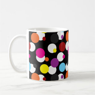 Black Colourful Polka Dots Surface Pattern Design Coffee Mug