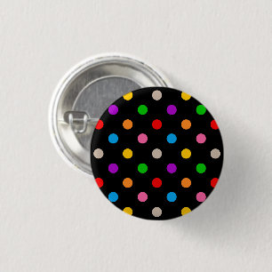 Black Colourful Rainbow Polka Dots Design  1 Inch Round Button