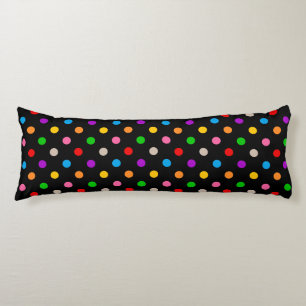 Black Colourful Rainbow Polka Dots Design Body Pillow