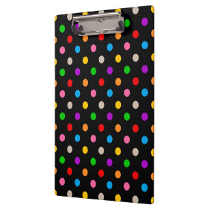 Black Colourful Rainbow Polka Dots Design Clipboard