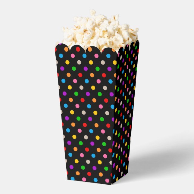 Black Colourful Rainbow Polka Dots Design  Favor Box (Popped)