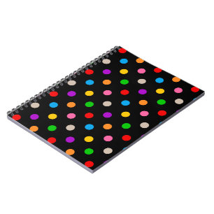 Black Colourful Rainbow Polka Dots Design  Notebook