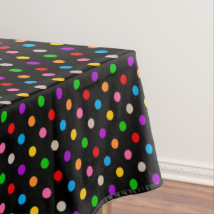 Black Colourful Rainbow Polka Dots Design  Tablecloth