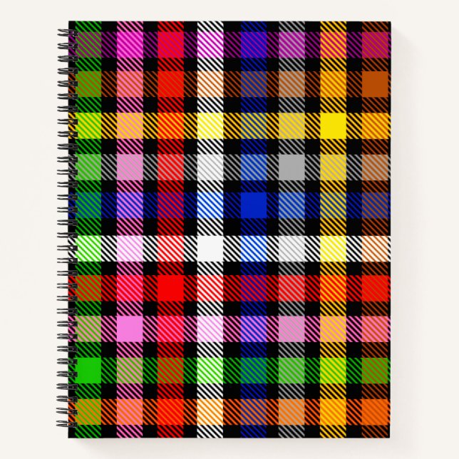 Black Colourful Twill Plaid Tartan Design  Notebook (Front)