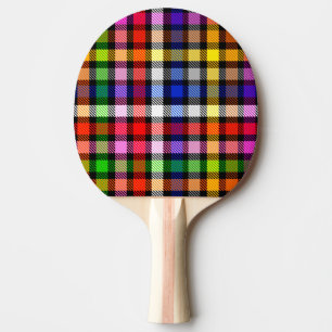 Black Colourful Twill Plaid Tartan Design Ping Pong Paddle