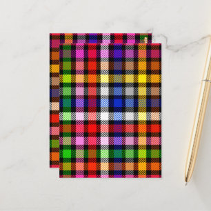 Black Colourful Twill Plaid Tartan Design Postcard