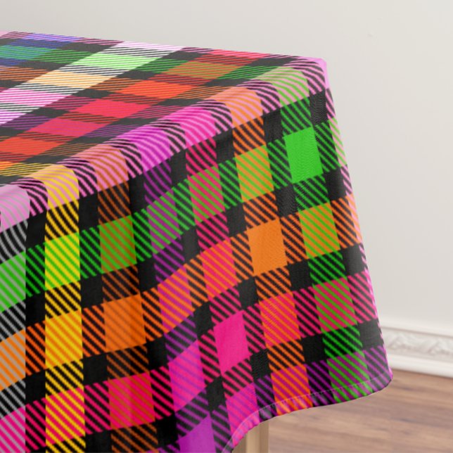 Black Colourful Twill Plaid Tartan Design  Tablecloth (Creator Uploaded)