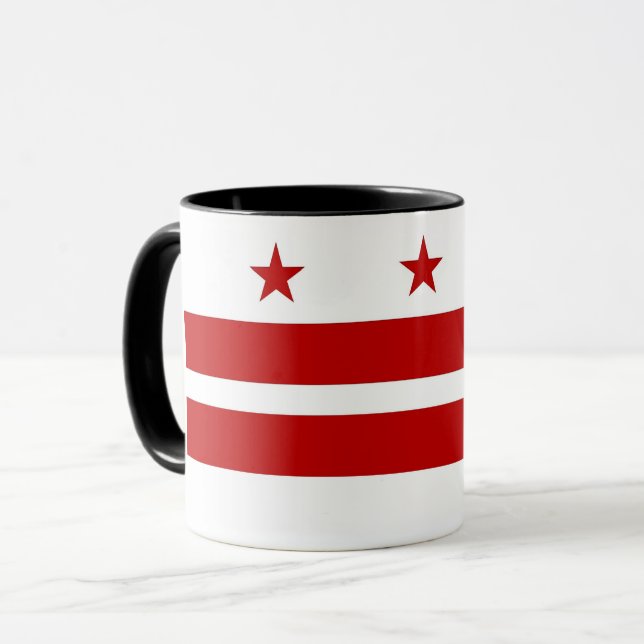 Black Combo Mug avec le drapeau de Washington DC,  (Devant gauche)