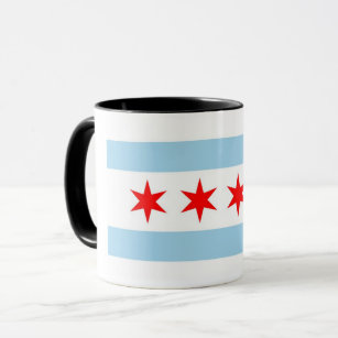 Black Combo Mug with flag of Chicago, USA