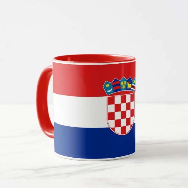Black Combo Mug with flag of Croatia (Front Left)