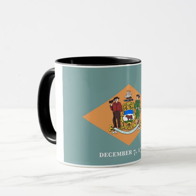 Black Combo Mug with flag of Delaware, USA (Front Left)