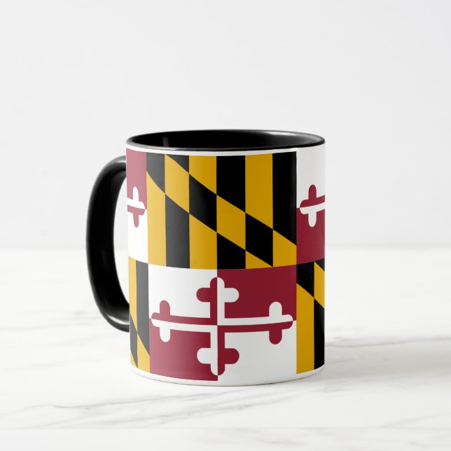 Black Combo Mug with flag of Maryland, USA (Front Left)