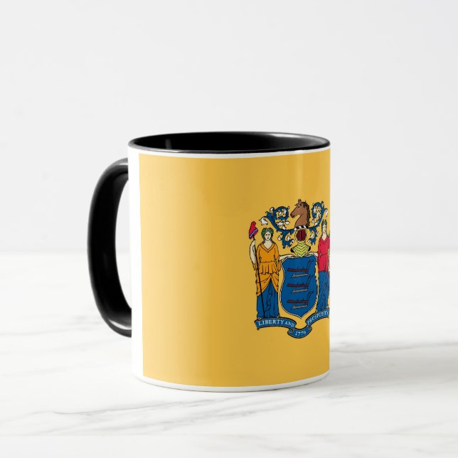 Black Combo Mug with flag of New Jersey, USA (Front Left)
