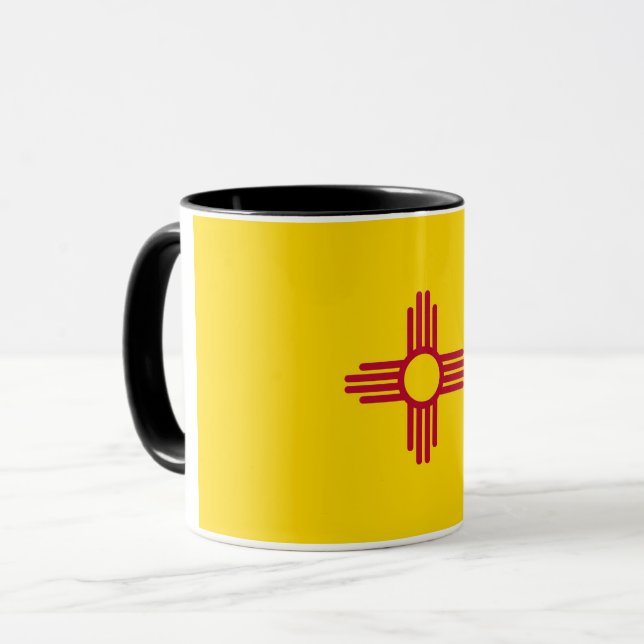 Black Combo Mug with flag of New Mexico, USA (Front Left)