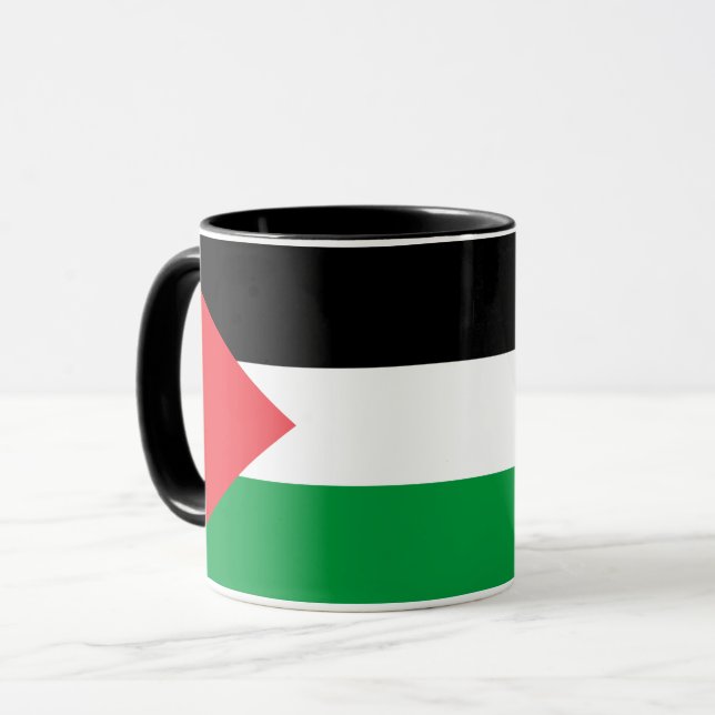 Black Combo Mug with flag of Palestine (Front Left)