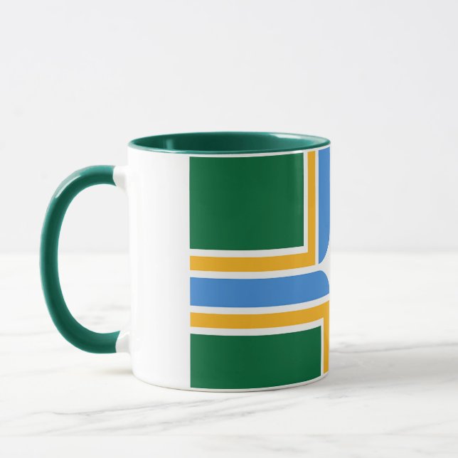 Black Combo Mug with flag of Portland, USA (Left)