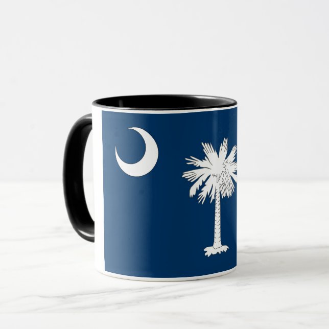 Black Combo Mug with flag of South Carolina, USA (Front Left)