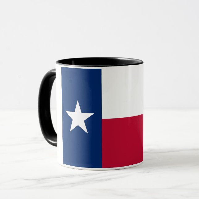 Black Combo Mug with flag of Texas, USA (Front Left)