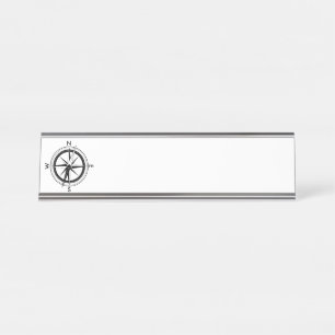 Black Compass Desk Name Plate