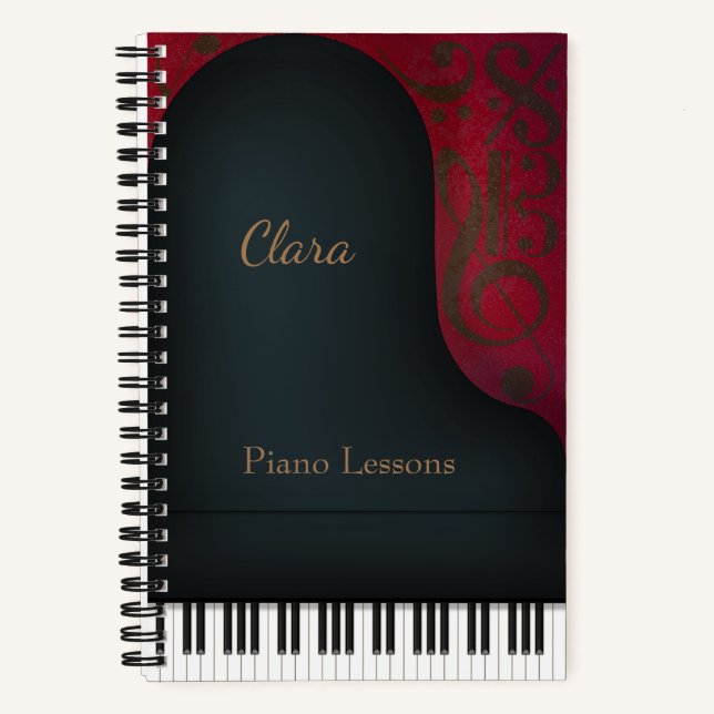 Black Concert Grand Piano  Notebook (Front)