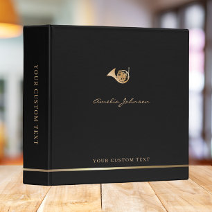 Black Concert Music Band Gold French Horn Modern Binder